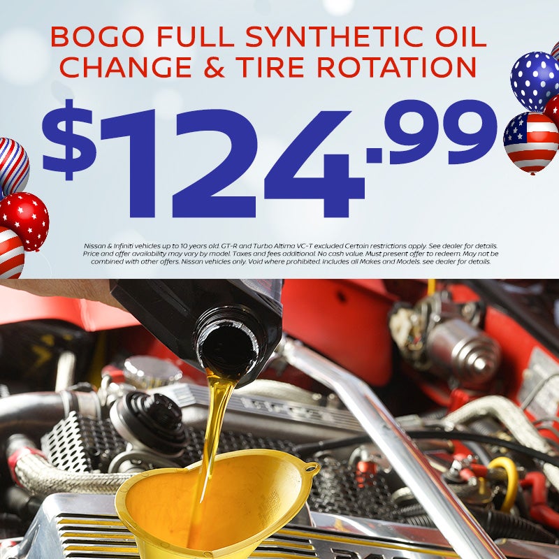 BOGO Full Synthetic Oil Change & Tire Rotation $124.99 