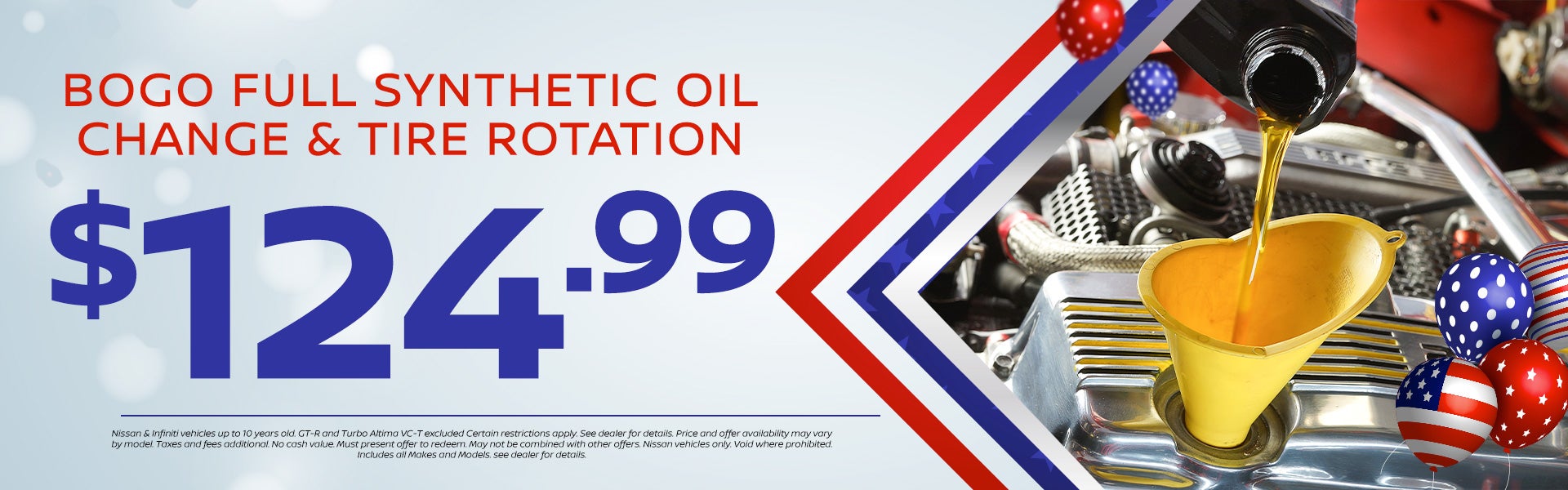 BOGO Full Synthetic Oil Change & Tire Rotation $124.99 